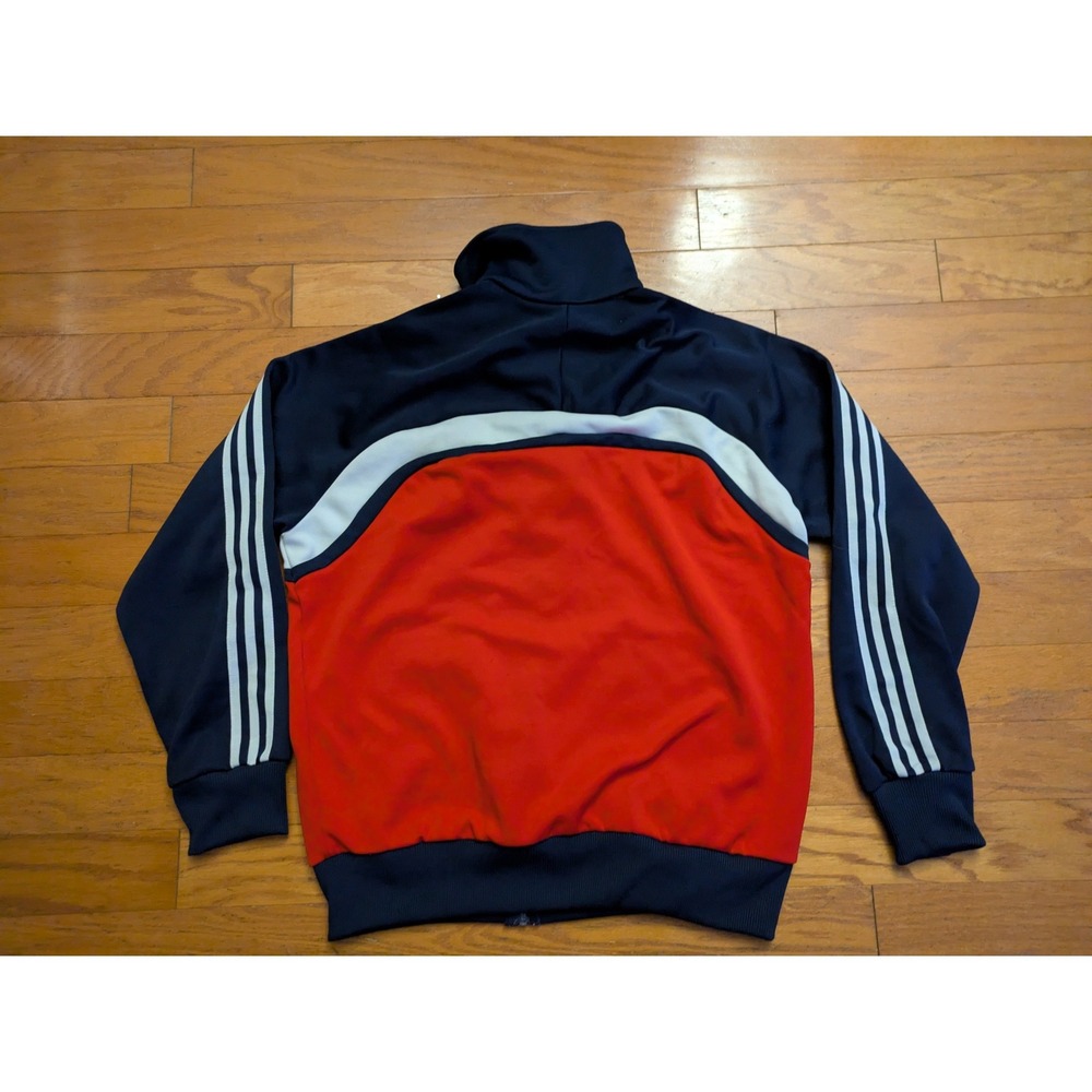 1970 Retro Adidas Track Jacket Red Navy White 3 Stripe Zip Up Taiwan Large - Picture 4 of 5